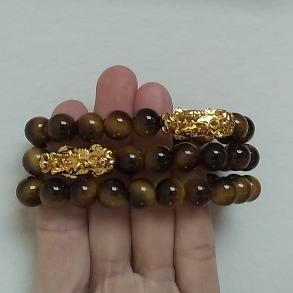 Gold and Brown Beaded Bracelet Set - Picture 2 of 2